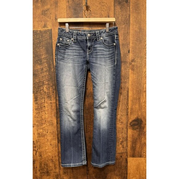 Miss Me Signature Boot Medium Wash Denim Design 27x28 - Picture 1 of 6